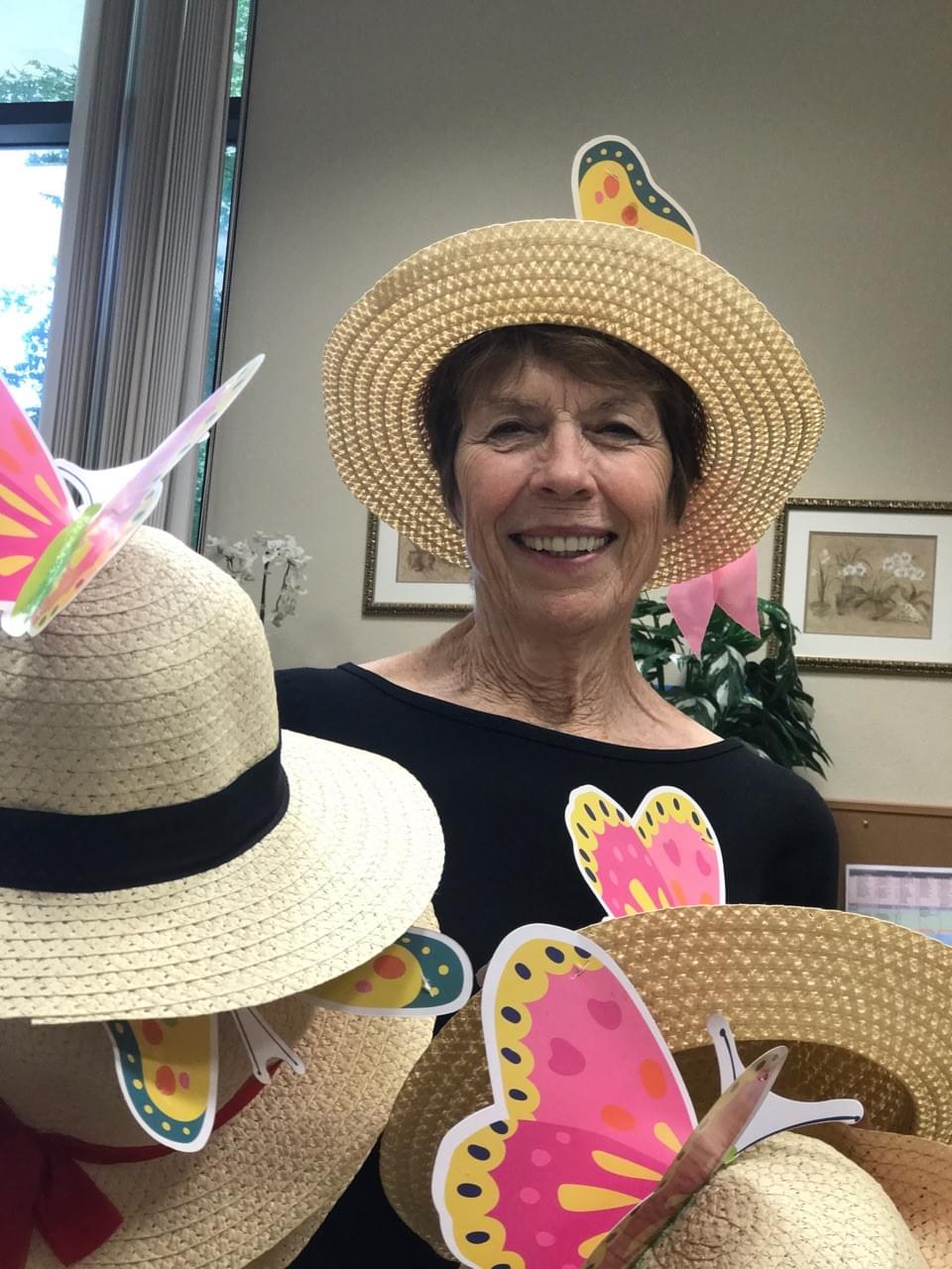 Woman wearing straw hat